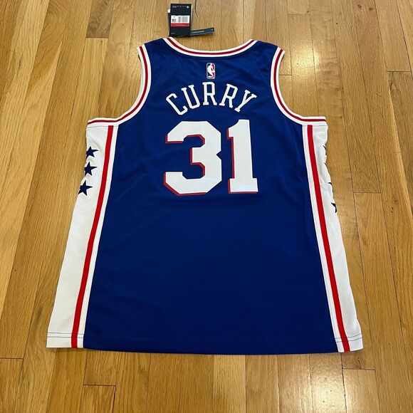 NEW Nike Philadelphia 76ers Seth Curry Swingman Jersey Blue Away Mens Size L NBA - Picture 2 of 9
